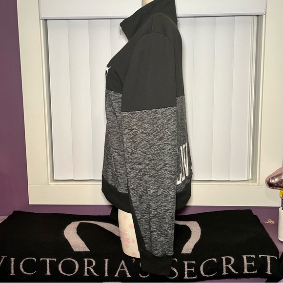 PINK Victoria's Secret 1/4 Zip Pullover Sweatshirt Black Gray Size Medium - Picture 5 of 10